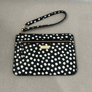 Kate Spade Drewe Road Black and White Polka Dot Wristlet Clutch